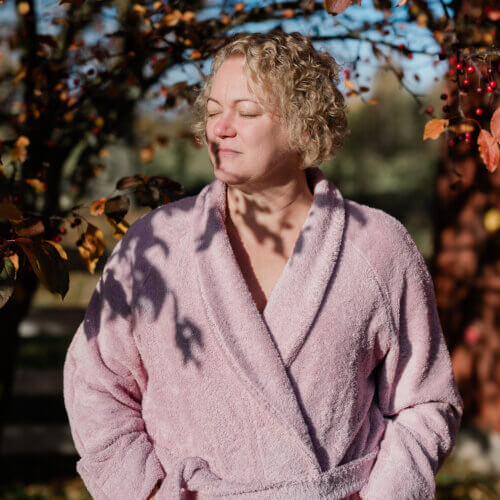 Women's Cotton Terry Cloth Bathrobe with a Shawl Collar