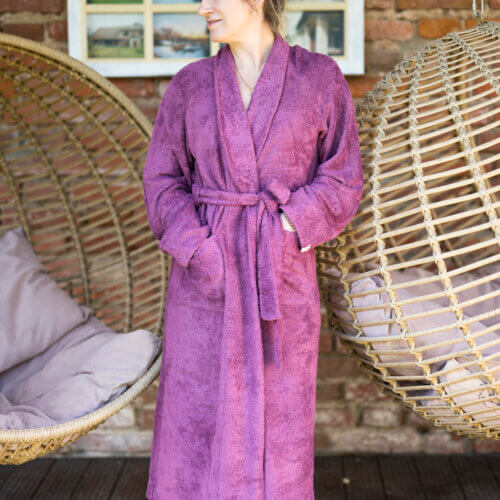 Women's Bamboo Terry Cloth Bathrobe With a Shawl Collar
